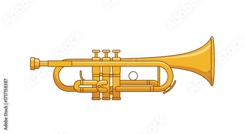 Illustration of a shiny golden trumpet perfect for educational music material or jazz themed designs