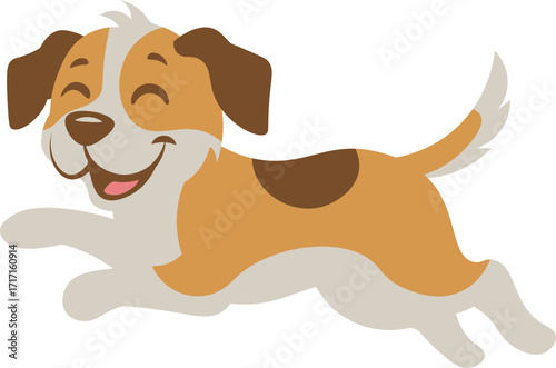 illustrator of cute happy dog is running vector outline