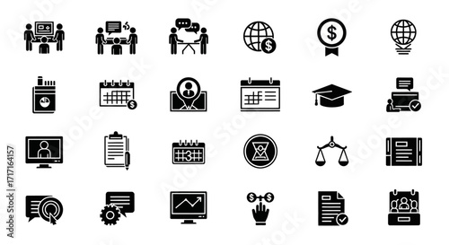 Vector Icons Set of Business and Finance Glyph Icons Set for Web and Mobile Applications. EPS Editable