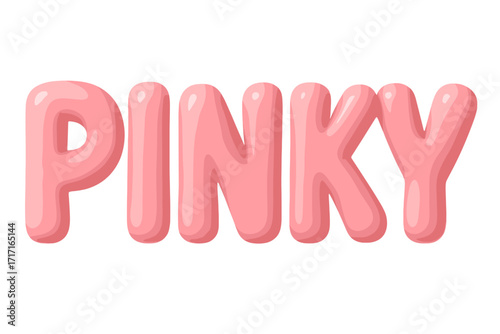 Pinky 3d render lettering. Cute pink glossy bubble font effect. Volumetric cartoon abc text. Shiny plastic typography design element. Isolated vector illustration alphabet.