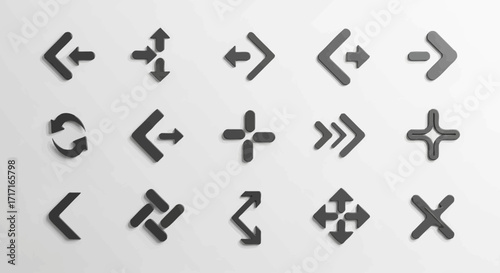 Vector Icons Set of Collection of modern 3D arrow icons for user interface design. EPS Editable