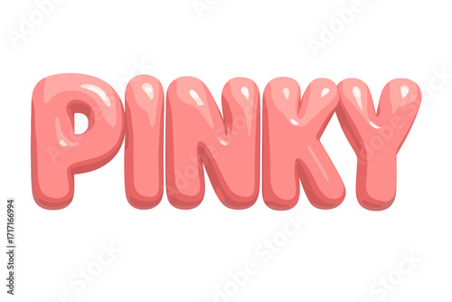 Pinky 3D render lettering. Cute cartoon pink balloon font. Volumetric text effect. Glossy plastic typeface alphabet. Vector typography for kids, girls, party celebration.