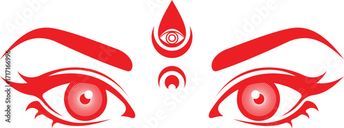 Illustration of goddess durga eyes isolated on white background for navratri festival