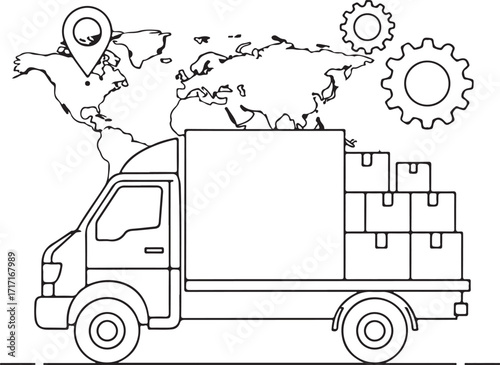 Global logistics delivery truck boxes