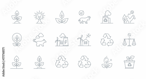 Vector Icons Set of Eco friendly sustainability and nature conservation line icon set. EPS Editable