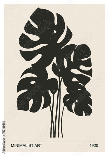 Botanical mid century contemporary collage minimalist wall art poster 
