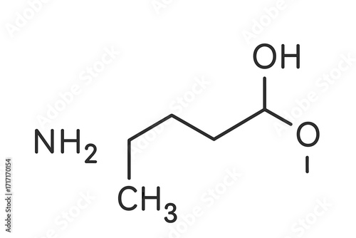 Melatonin molecular structure vector illustration, chemical formula thin line icon, hormone compound, sleep regulation molecule, transparent background design for science and health