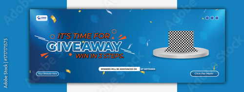 Its time for a giveaway with laptop for winner, social media cover