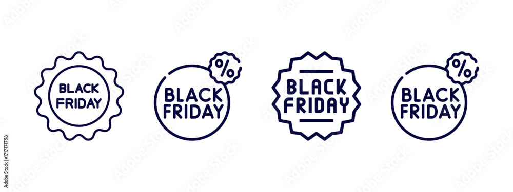 Obraz premium “Black Friday Tag Vector Collection – Discount Labels, Sale Icons, Shopping Banners, Coupons, Templates & Promotional Package Design”