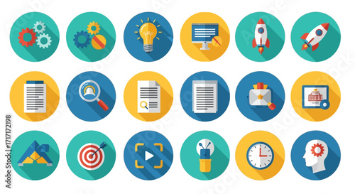 Vector Icons Set of Modern Flat Design Business and Technology Icon Set. EPS Editable