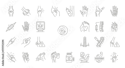 Vector Icons Set of Orthopedics and Rheumatology Line Icon Set for Medical Design. EPS Editable