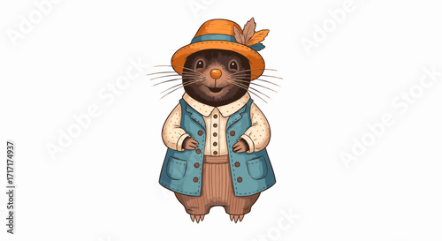 Charming Cartoon Character Adorable Rodent in Stylish Attire, Ready for Fun and Adventure