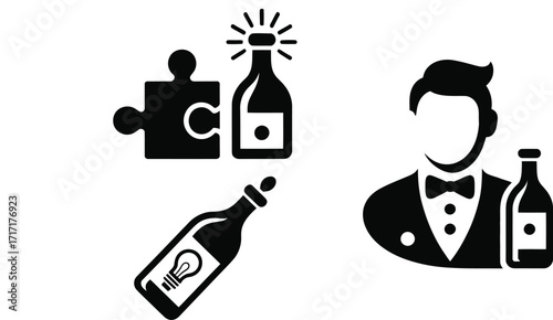 Creative brainstorming session with puzzle, ideas, innovation, and sophisticated service