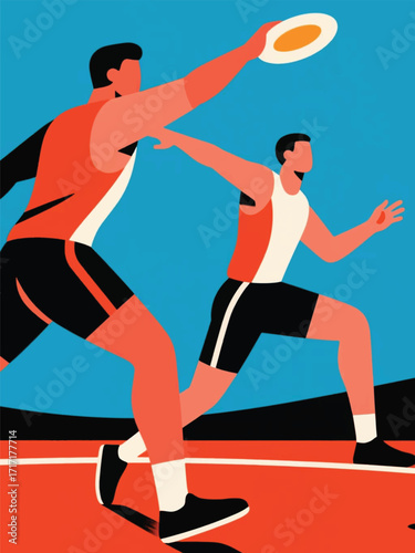 discus throwing Illustrator Artwork Design Template Poster