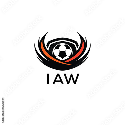 IAW Football Company logo. IAW football academy logo design for entrepreneur and business. IAW Branding Design best icon.
