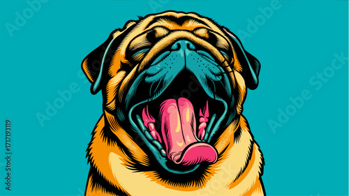 Yawning Pug in comic pop art vector design