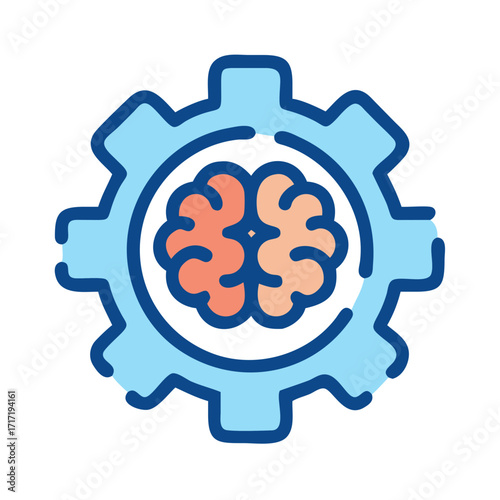  Simple Brain Gear Icon for Educational Use