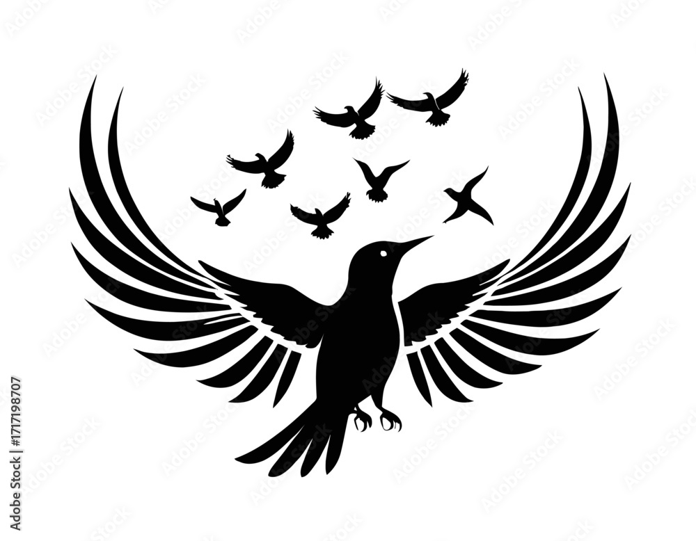 Fototapeta premium Bird Silhouette logo with white backgroun