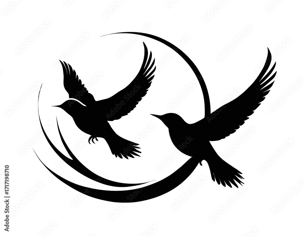 Naklejka premium Bird Silhouette logo with white backgroun