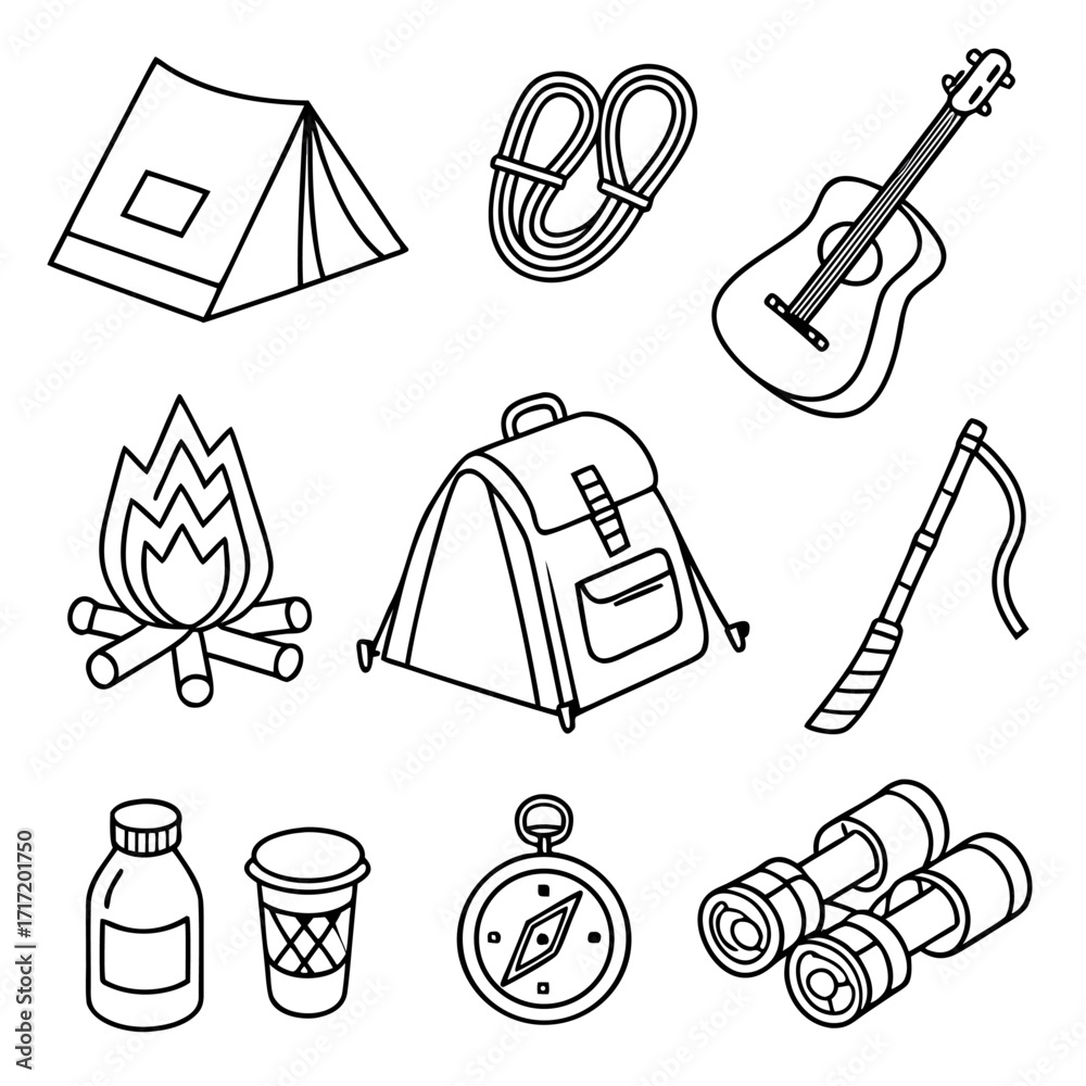 Fototapeta premium Camping Gear & Nature Icons
