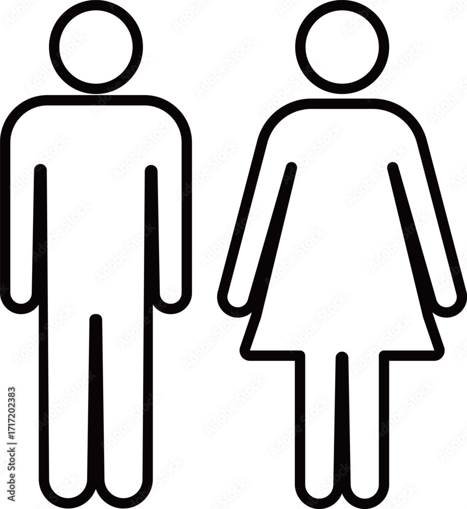 Φωτογραφία 黒い線画の男女のトイレマークのベクターイラスト素材