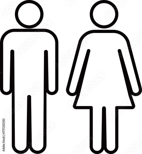 黒い線画の男女のトイレマークのベクターイラスト素材