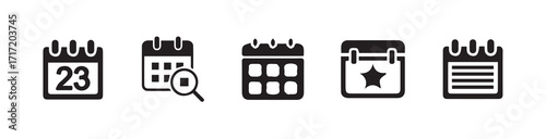 Black calendar icon, calendar date planner, meeting sign, month week day, calender icon symbol, vector illustration eps 10.