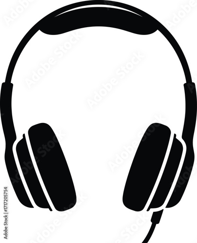 Iconic headphones silhouette for audio music dj and sound entertainment design elements vector