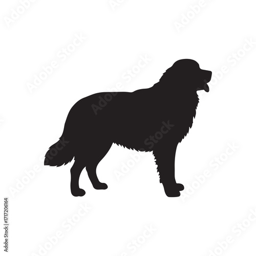 Dog great pyrenees silhouette vector flat illustration design on white background