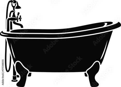Elegant clawfoot bathtub silhouette for luxurious bathroom design and spa concepts vector