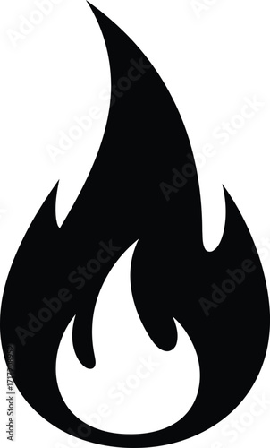 Fiery flame icon symbol heat energy combustion ignition danger warning symbol element vector