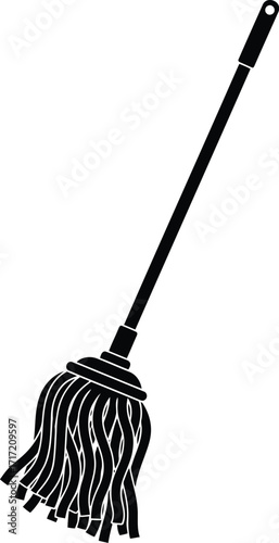 Simple silhouette mop for cleaning floors and household chores vector graphic vector