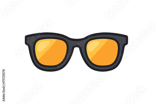 Hipster sunglasses vector icon. Retro fashion eyewear illustration. Summer glasses in flat cartoon style. Stylish eyeglasses accessory for sun protection. Geek chic design.