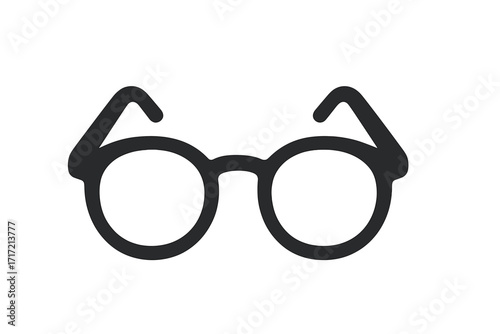 Eyeglasses silhouette icon. Simple black glasses symbol. Vector illustration of spectacles for optical store, vision, or ophthalmology. Geek, nerd, or hipster fashion accessory.