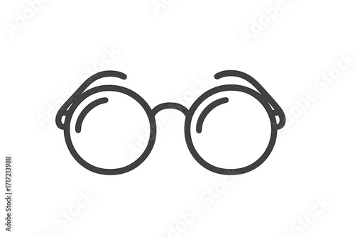 Glasses icon vector. Eyeglasses line symbol. Round spectacles outline. Simple flat illustration. Retro geek nerd accessory sign. Optic vision care ophthalmology concept.