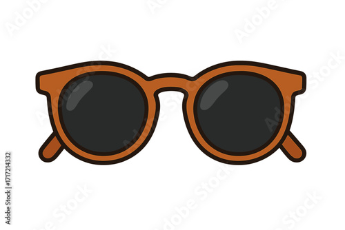 Summer sunglasses vector illustration. Flat design cartoon icon of glasses for sun protection. Fashion accessory for beach, vacation, travel. Retro vintage eyewear symbol.