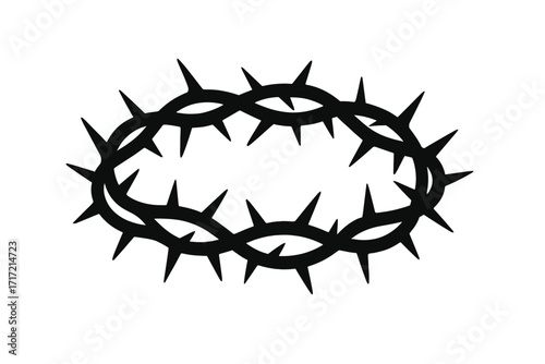 Crown of thorns silhouette vector icon. Christian religious symbol of the crucifixion of Jesus Christ. Easter passion, sacrifice, suffering, humility, and faith sign. God concept.