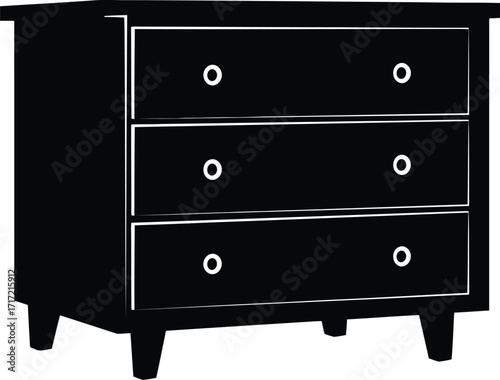 Elegant modern black chest of drawers furniture for bedroom and living room decor vector
