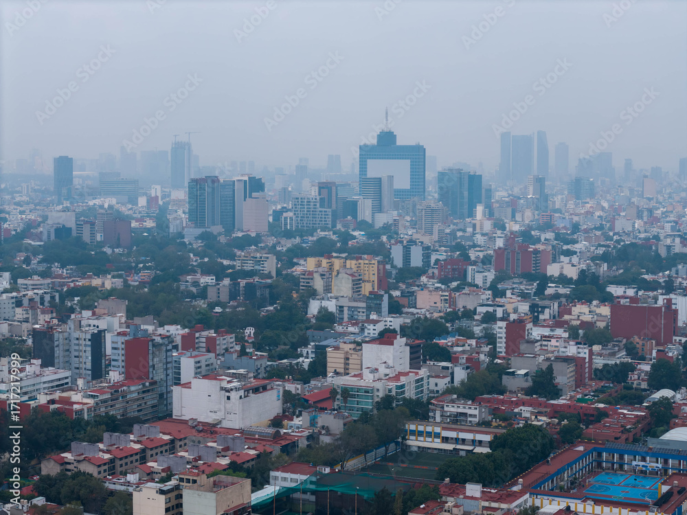 Obraz premium Aerial drone shot of Colonia del Valle neighborhood in Mexico City