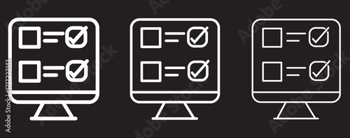 Online survey checklist on computer screen for digital form submission
