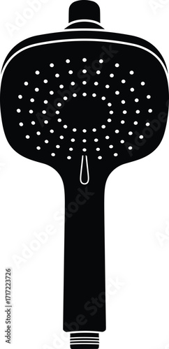 Modern shower head black silhouette clean design for bathroom home renovation plumbing vector