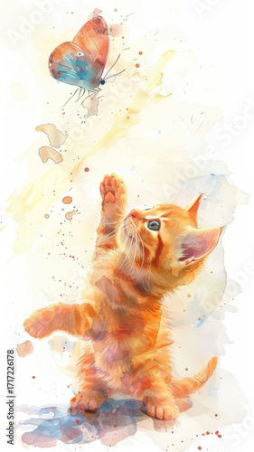 Hand-painted Watercolor Cat