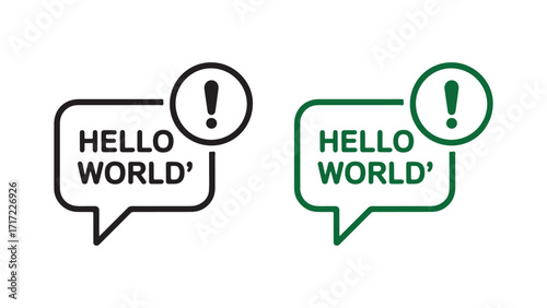 Minimal Chat Bubble with Hello World Text – Vector Design