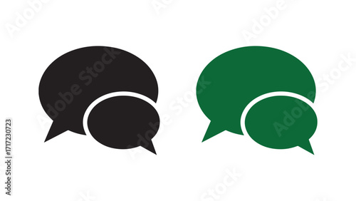 Two Chat Bubbles Icon in Black and Green – Communication and Message Symbol