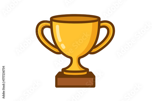 Gold trophy cup vector icon for winner award, sports champion, achievement celebration, success symbol, cartoon style illustration, flat design, isolated, no text, transparent background