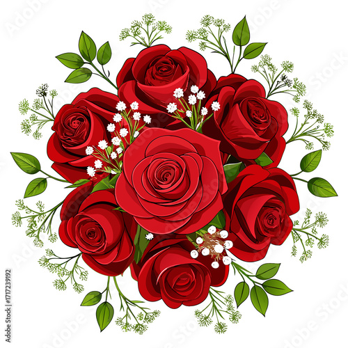 A beautiful seamless pattern with red roses on a white background, perfect for a romantic floral design
