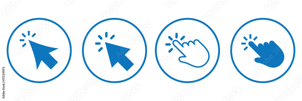 Ταπετσαρία Vector set of hand and arrow cursor icons in outline and filled styles, ideal for UI, UX design, web interfaces, and app development