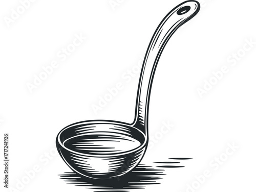 Vintage Soup Ladle on. Vector hand drawn