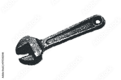 Adjustable wrench tool,. Vector hand drawn