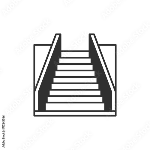 Stairs Icon, Office Building Ascend and Descend Line Art Symbol